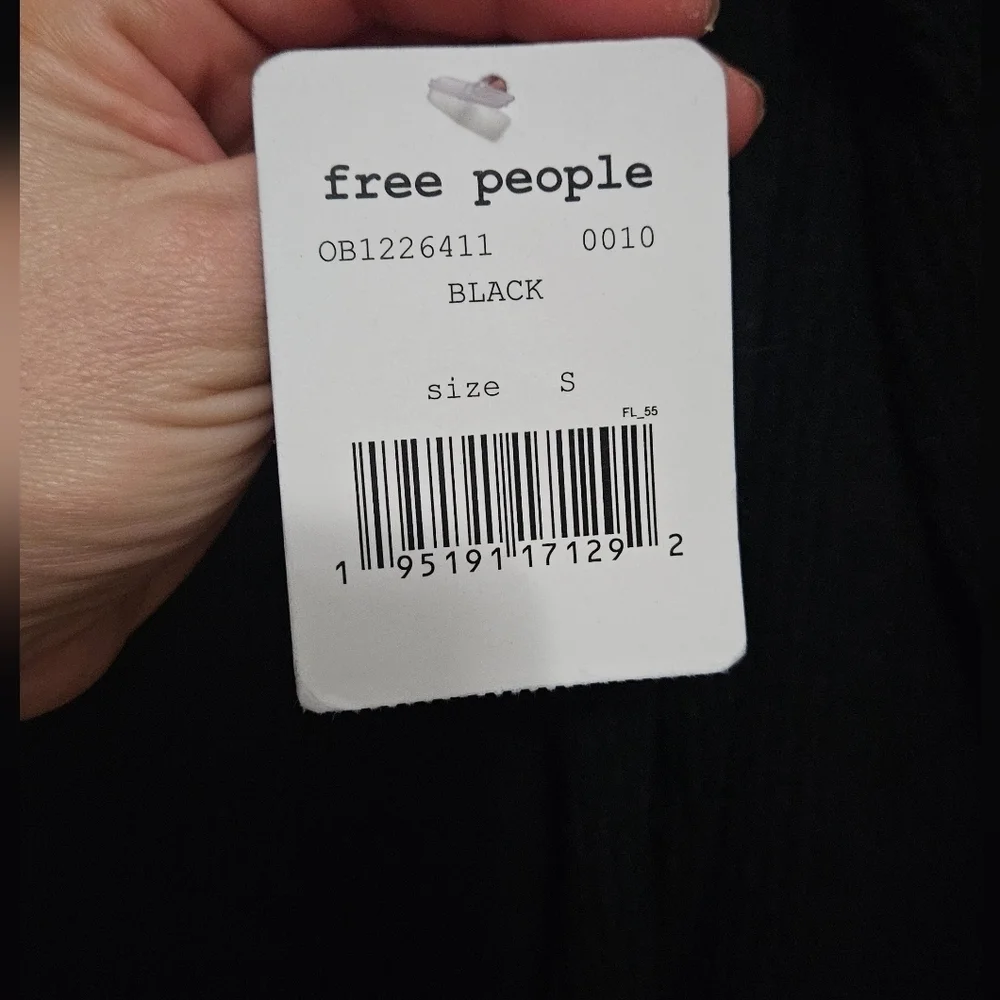 Free People We The Free Juicy Ribbed Cowl Neck Oversized Top Black S NWT